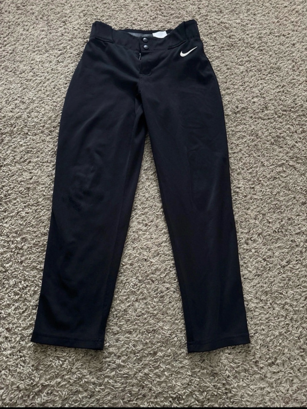 Nike Black Kids' Baseball Pants with White Swoosh